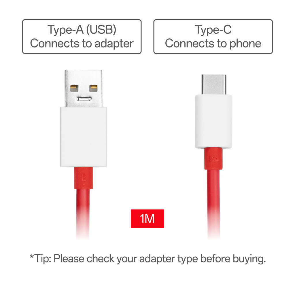 OnePlus USB-A to Type-C Cable 10A 1M Red