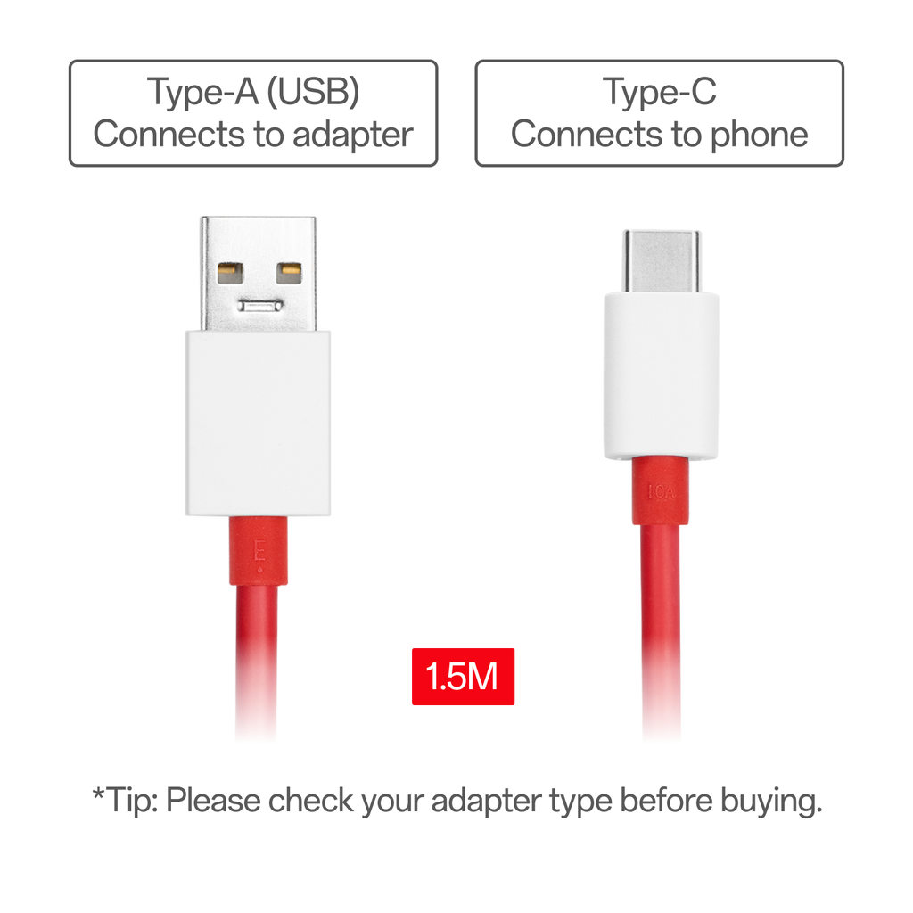 OnePlus USB-A to Type-C Cable 10A 1.5M Red
